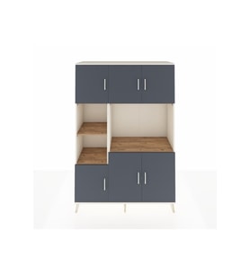 Hyperion Dolap 9 Raflı 6 Kapaklı 132x44x195 Aytaşı-Antrasit/Çam