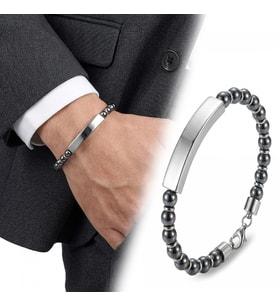 Moncuk Design Hematit Beyaz İsim Yazılabilir Ve Ayarlanabilir Çelik Zincir Bileklik 33512B29D9