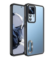 Xiaomi Mi 12T Kılıf Kamera Korumalı Logo Gösteren Şeffaf Kapak (Siyah)
