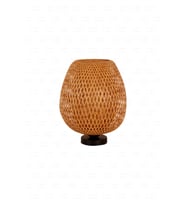 Bambu Abajur Masa Lambası 25x25x30 cm, İsveç Tarzı, Modern ve Rattan Tasarım (Krem)