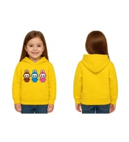 Unisex Baskılı Çocuk Swaetshirt Labubu Baskılı Kapüşonlu 3 İplik Şardonlu (Sarı)