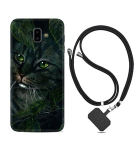 Samsung J6 Plus J7 Prime J7 Pro M20 Kılıf Boyun Askılı Silikon Flowers Cat 1345