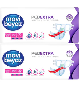 Mavi Beyaz Ped Ekstra Tekstil Yüzeyli Yetişkin Bel Bantlı Hasta Bezi Small Küçük 60 Adet