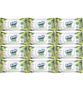 Solo Islak Havlu Mendil 50 Yaprak Limon & Biberiye (12 Li Set) (4PK*3) 600 Yaprak