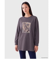 LCW EVERYDAY Gri Soft Touch Oversze Kadın Sweatshirt Tunik
