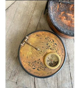 Dollond London 1920 Retro Pirinç Güneş Saati ve Masa Pusulası