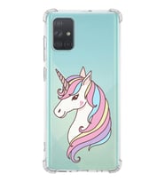 Samsung Galaxy A71 Uyumlu Köşe Korumalı Antişok Kapak Unicorn Tasarımlı Şeffaf Silikon Kılıf