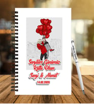 Sevgililer Gününe Özel  Ahşap Defter Kalem Hediye Seti 17