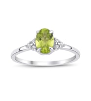 Peridot Oval Tektaş Pırlanta Yüzük