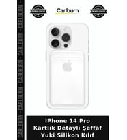 iPhone 14 Pro Kartlık Detaylı Şeffaf Yuki Silikon Kılıf Telefon Arkalığı Akıllı Kapak Cep Koruyucu
