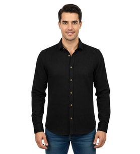 Erkek Spor Silim Fit Dokuma Gömlek BGL-ST04946 (Siyah)
