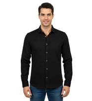 Erkek Spor Silim Fit Dokuma Gömlek BGL-ST04946 (Siyah)