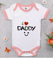 BK Kids I Love Daddy Tasarımlı Pembe Bebek Body Zıbın-1