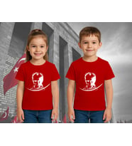 Unisex Ay Yıldızlı T-Shirt 19 Mayıs 29 Ekim 23 Nisan 10 Kasım Atatürk Çocuk Tişört (Kırmızı)
