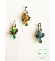 Goboticaret 3 Adet Dekoratif Sallanan Duvar ve Bahçe Süsü Kuş Biblo Farklı Renk Seçenekleri 13*9 cm (Karışık)