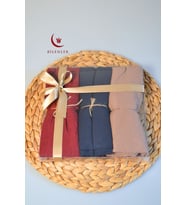 Bambu Kraş Şal – 75x210 cm  Nefes Alabilir, Terletmez, Tok Duruşlu Mevsimlik Kumaş (3'lü Kutu) (Bordo)