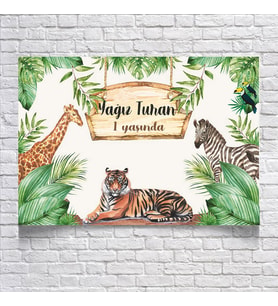 Safari Temalı Doğum Günü Afişi