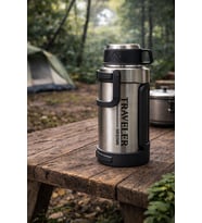 2000 Ml Çift Katmanlı Vakumlu Çelik Termos Taşıma Saplı Sızdırmaz Outdoor Büyük Boy (Beyaz Gümüş)