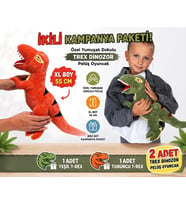 2'li XL T-Rex Dinozor Peluş Oyuncak Seti 55 cm İthal Soft Kumaş Uyku Oyun Arkadaşı Çocuklara Hediye