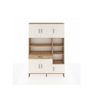 Arges Dolap 10 Raflı Tek Çekmeceli 6 Kapaklı 132x30x195 Çam-Aytaşı/Çam