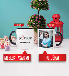 Doktora Hediye Doktor Kupa Bardak Siyah Fotoğraflı