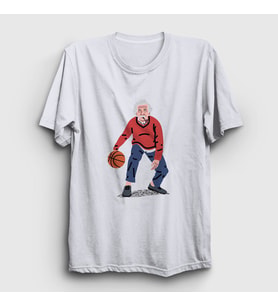 Presmono Unisex Beyaz Basketball Basketbol Albert Einstein T-Shirt 330472tt