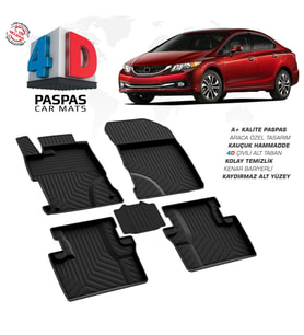 Honda Civic SD 4D Araca Özel Havuzlu Kauçuk Paspas 2012-2016 (Karışık)