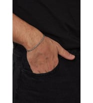 2mm Kral Kare 925 Ayar Gümüş Erkek Zincir Bileklik Veb-5252