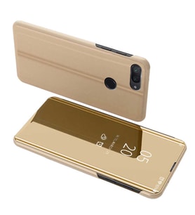 Xiaomi Mi 8 Lite Uyumlu Aynalı Kapaklı Lüx Kılıf (Gold)