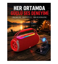 Mey İthalat® Suya Dayanıklı 20W RGB Hoparlör Bluetooth, USB, SD Kart ve AUX Girişli