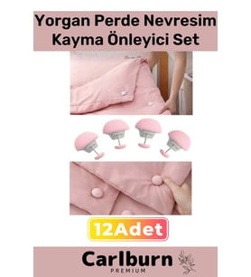 Premium Yorgan Kayma Önleyici Perde Tül Çarşaf Düzenli Tutma Nevresim Sabitleme Seti 12 Adet Klips