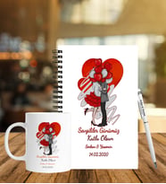 Sevgililer Gününe Özel Ahşap Defter Kalem & Kupa Hediye Seti 37