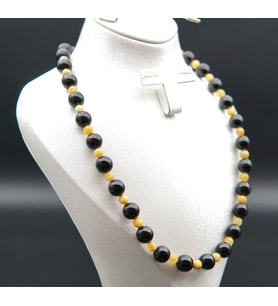 Oltu Taşı ve Kehribar Kadın Kolye sk000137 (Çok Renkli)