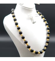 Oltu Taşı ve Kehribar Kadın Kolye sk000137 (Çok Renkli)