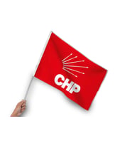 Sopalı CHP Parti Bayrağı (50 Adet) 1. Kalite Raşel Kumaş 50x75 cm