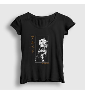 Presmono Kadın Siyah Albedo Oyun Genshin Impact T-Shirt 356249tt