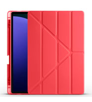 Galaxy Tab S9 Plus Kılıf Tri Folding Kalem Bölmeli Standlı Kılıf (Kırmızı)