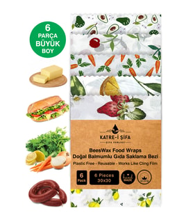 6 Parça Tekrar Kullanılabilen Balmumu Gıda Saklama Bezi Beeswax Food Wraps Mumo