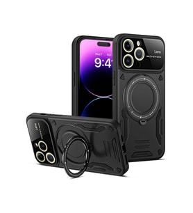 iPhone 16 Pro Max Kılıf Joy Lens Standlı Kapak - Siyah