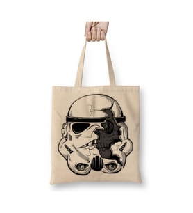 Stormtrooper Beyaz Bez Çanta Uzun Saplı Alışveriş Çantası Plaj Çantası