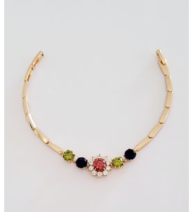 Xupıng Zirkon Taşlı Çiçek Gold Baget Bileklik