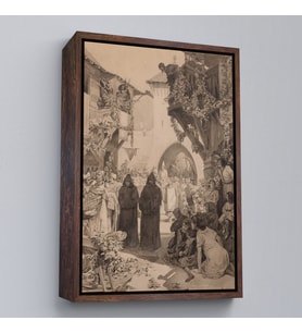 Çerçeveli Alphonse Mucha - İmparator Lothair ve Masum Papa Tablo (Beyaz)