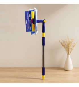 360° Başlıklı Uzayan Saplı 2'li Cam Sil ve Mikrofiber Mop 24.5 cm (85-133 cm)