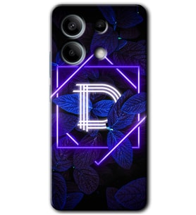 Redmi Note 13 Pro 5G Kılıf HD Desen Baskılı Kılıf - Dark Neon Yaprak D Harfi