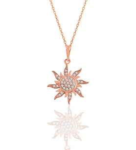 Söğütlü Silver Gümüş rose zirkon taşlı güneş kolye