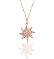 Söğütlü Silver Gümüş rose zirkon taşlı güneş kolye