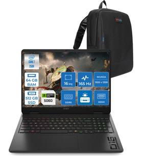 Hp Omen Gaming Laptop Intel Core 7 250H Aı 64GB Ddr5 512GB SSD 8GB/RTX5060 Gddr7 16" 165 Hz, 3 Ms IPS  400 Nits IPS 2k (1920 x 1200 Freedos Gaming BILG.BQ9A8EAF17+ZETTAÇANTA