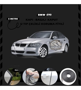 Bmw E90 Oto Araç Kapı Koruma Fitili 5metre Parlak Siyah Renk
