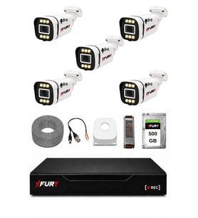 FURY 5 Kameralı 1080P Sesli 6 Warm LED Renkli Gece Görüşlü Güvenlik Kamera Sistemi 500GB 1606