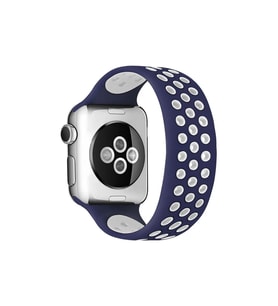 Apple Watch 42mm Ayarlı Delikli Silikon Kordon - Lacivert-Beyaz